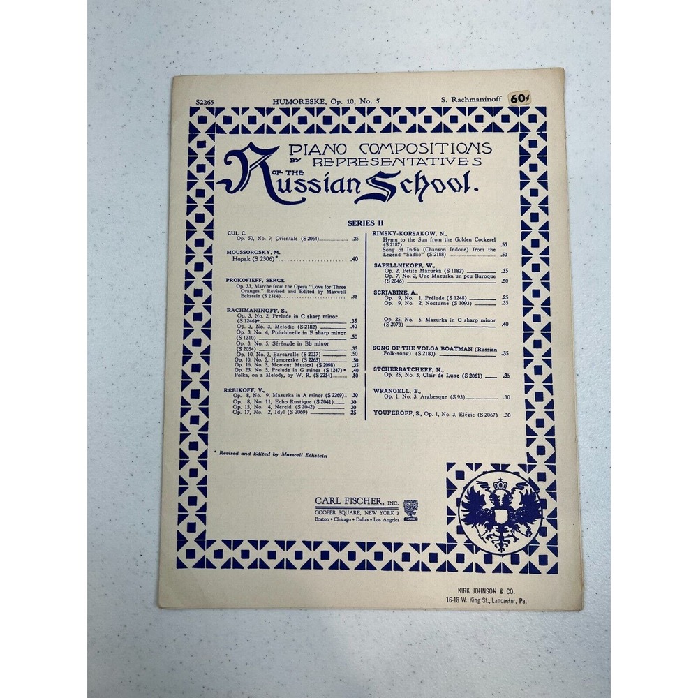 Vintage Piano Compositions Representatives of Russian School Sheet Music‎ Book
